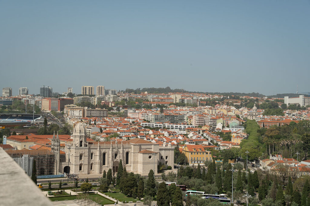view of Lisbon from Monument of Discoveries rooftop