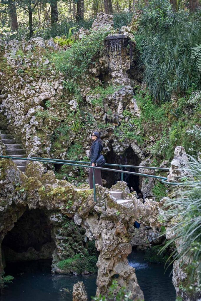 Waterfall lake (Lago da Cascata) at Quinta da Regaleira in Sintra one of the one day visit must do